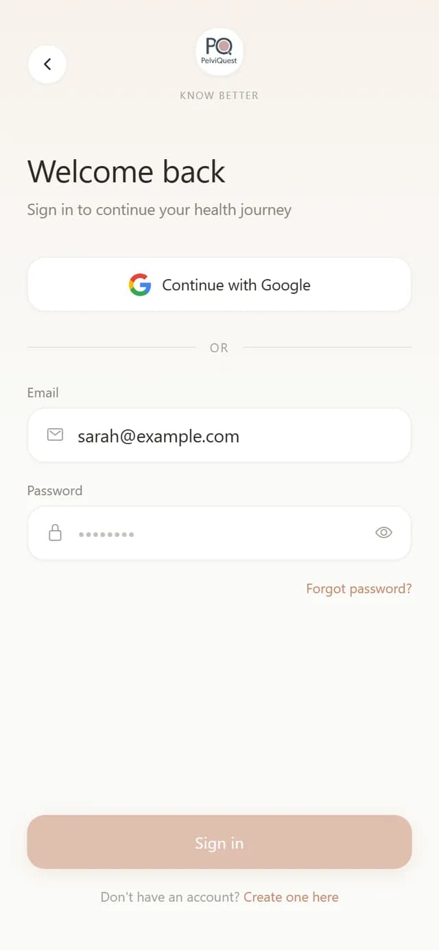 Welcome back sign-in screen