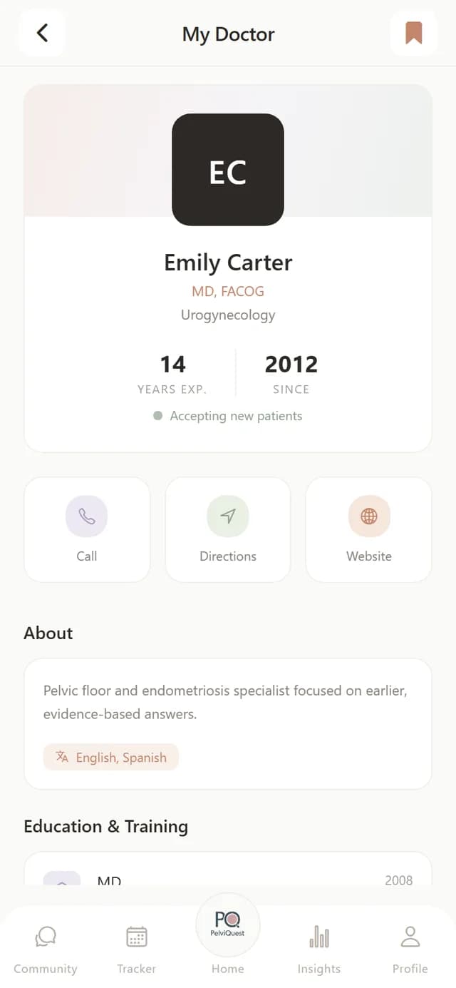 My Doctor profile screen